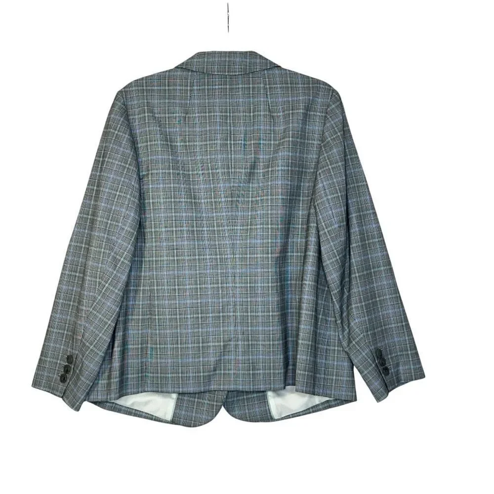 Talbots Springtime Plaid Blue Two Button Blazer | Size 14W